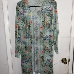 Floerns Women Floral Multi Color Beautiful Coverup SwimSuit Long Sleeves Sz S/M