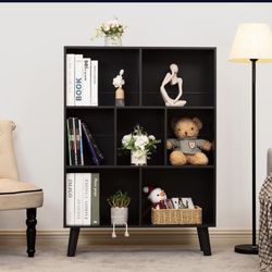 Black Bookshelf,3 Tier Modern Bookcase