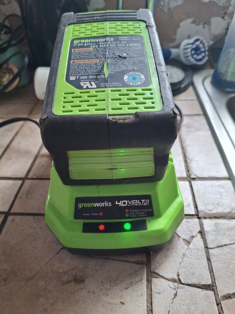 Green works charger & battery 40v $50 Firm 