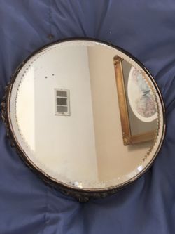 Antique beveled mirror plateau