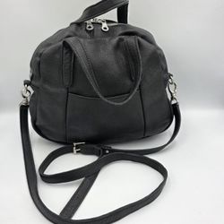 SAS Black Leather Top Handle & Shoulder Bag Purse Handbag Removable Strap