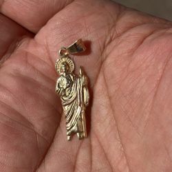 10k Gold Two Tone San Judas Pendant