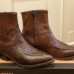 Abilene Mens Short Side Zipper Square Toe Western Boots 