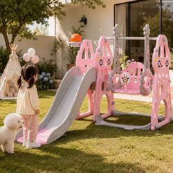299 4-in-1 Slide and Swing Set for Kids Baby Slide Indoor & Outdoor Toddler Slide for Boys & Girls Gift