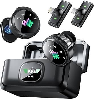 Brand New Mini Microphone for iPhone: 2PCS Wireless Lavalier Microphone for Android - Noise Canceling Magnetic Clip Lapel Mic - Vlogging & Pro Video