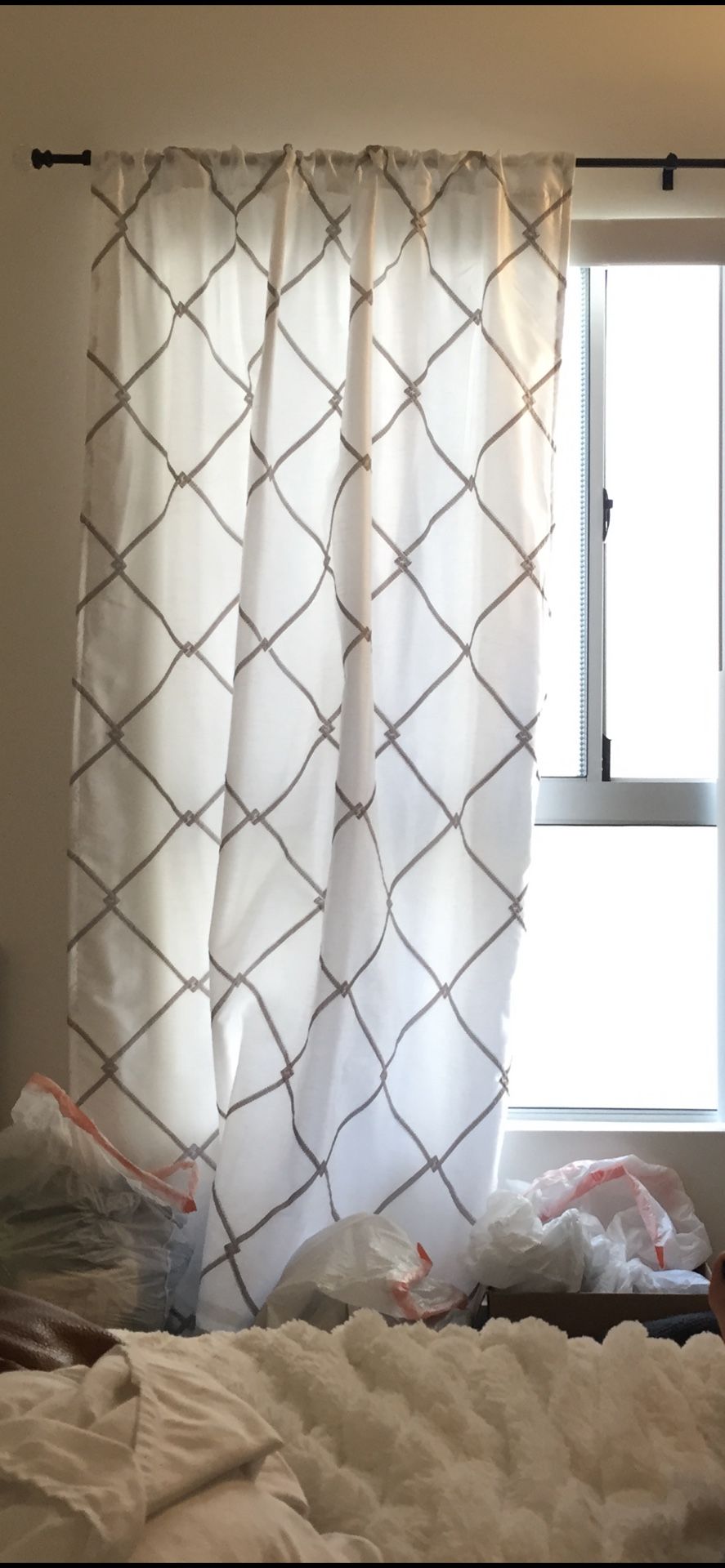 4 Bombay Geometric Metallic Lined Curtains 52x84 -