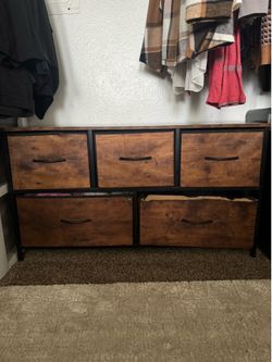 Fabric Dresser with Wooden Top 5 drawers