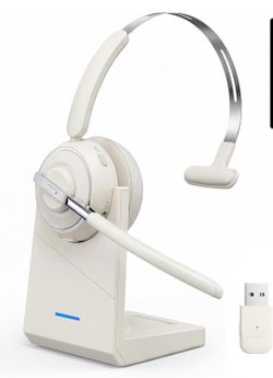 Bluetooth Headset with Mic Wireless Computer Headset USB Dongle Noise Cancelling for PC