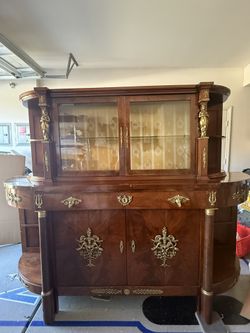 Antique French Empire Mahogany Vitrine / Buffet d'Appui (c. 1890)