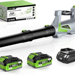 Cordless leaf blower, 5-speed leaf blower with 2 x 4.0 Ah batteries and turbo mode, lightweight lawn blower for lawn care, patio, blows leaves, snow