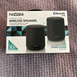 NiZONi Pairable Dual Wireless Bluetooth Speakers