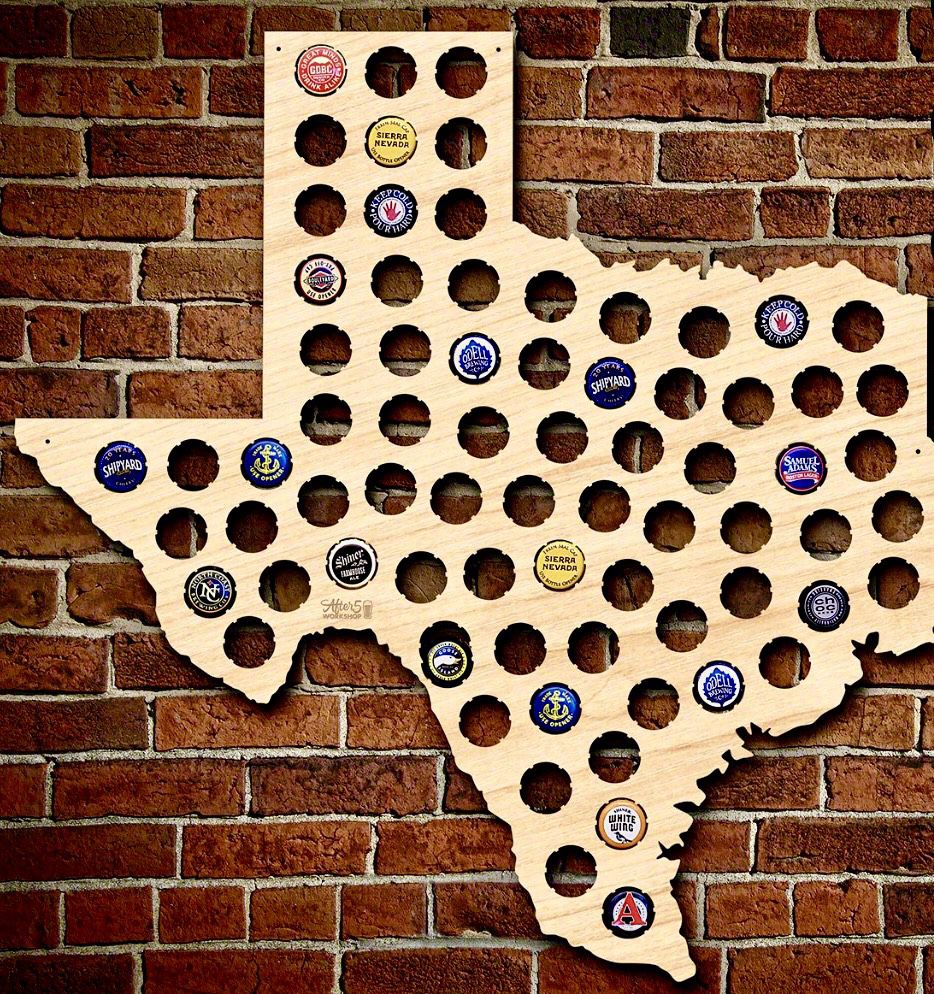 Texas Beer Cap Map TX 
