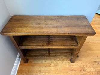 Cost Plus World Market Solid Wood Console Table with Slatted Shelves