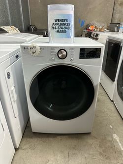 WHITE LG THINQ FRONT LOAD GAS DRYER