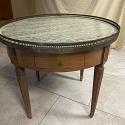 Louis XVI Marble Top Bouillotte Table Vintage 