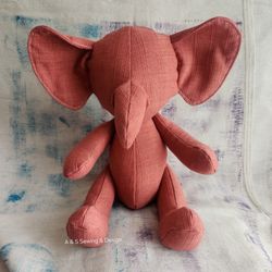Plush Elephant, Upcycle Stuffed Plush