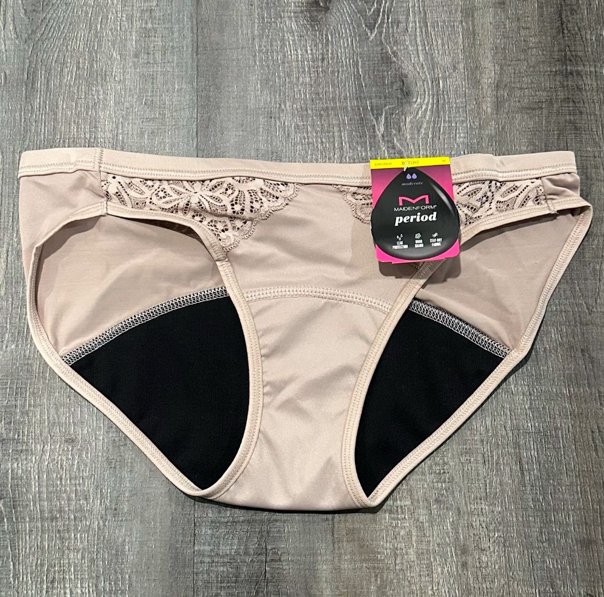 New Women’s Size Medium Maidenform Beige Bikini Cut Period Panties Underwear