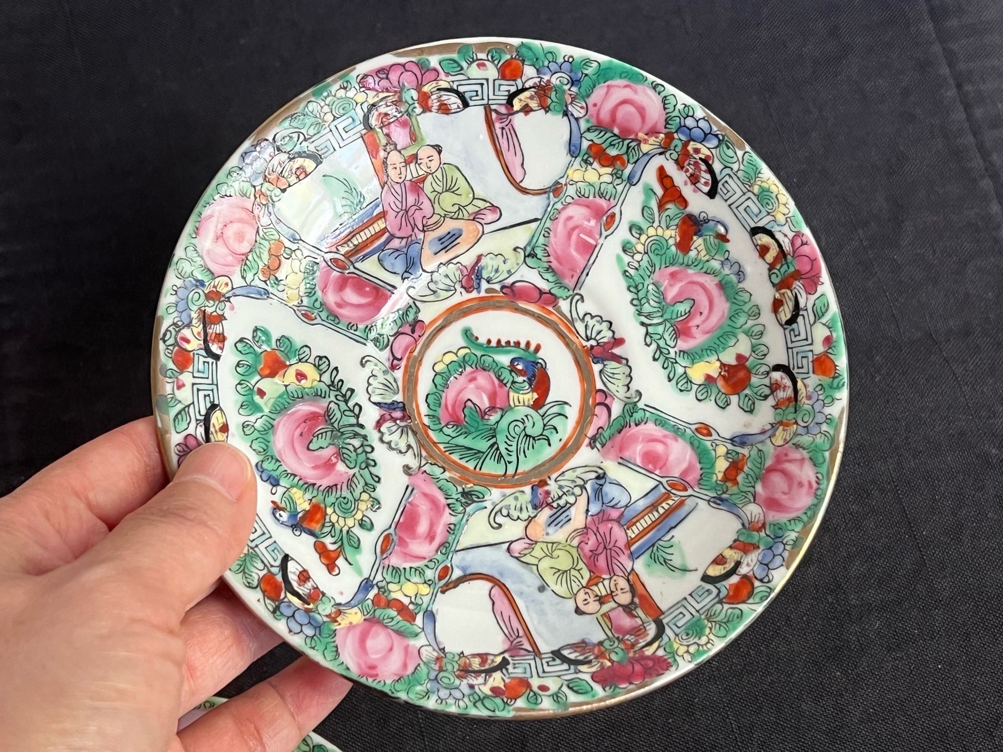 1 *Vintage Chinese Mark Famille Rose Medallion Porcelain Small Plates Dishes 5.5"