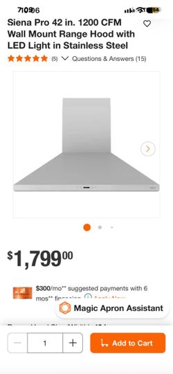 Siena Pro 32in. 1200 CFM Wall Mount Range Hood