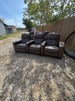 brown leather mechanical sofa set