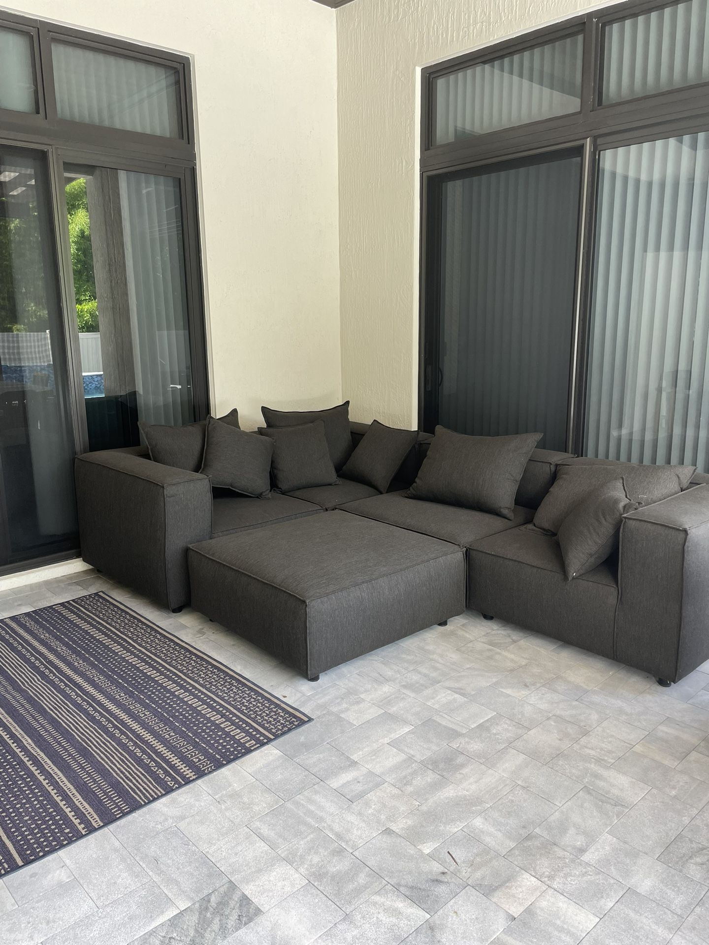 Arhaus - outdoor sofa with ottoman