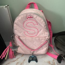 Justice "S" Initial Mini Backpack | Pink & White | Great for Kids!
