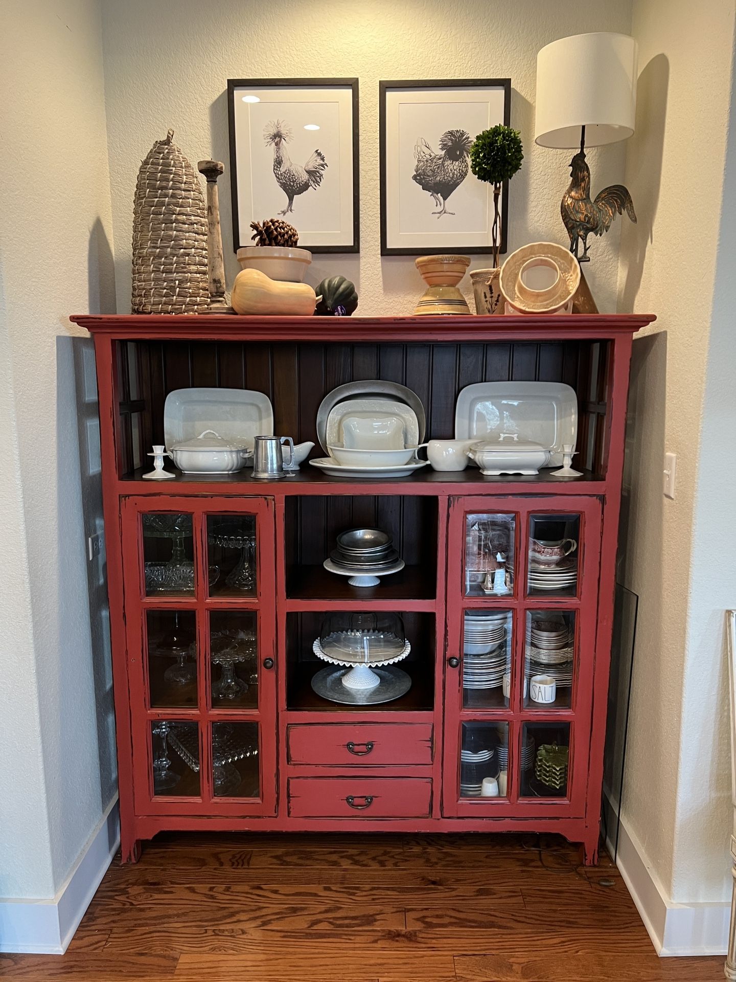 Red Farmhouse Style Hutch