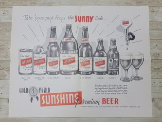 1960s Sunshine Premium Beer Take Your Pick Original Poster Advertisement 
