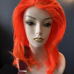 Vibrant Neon Orange Women's Synthetic Wig - Bold Color
