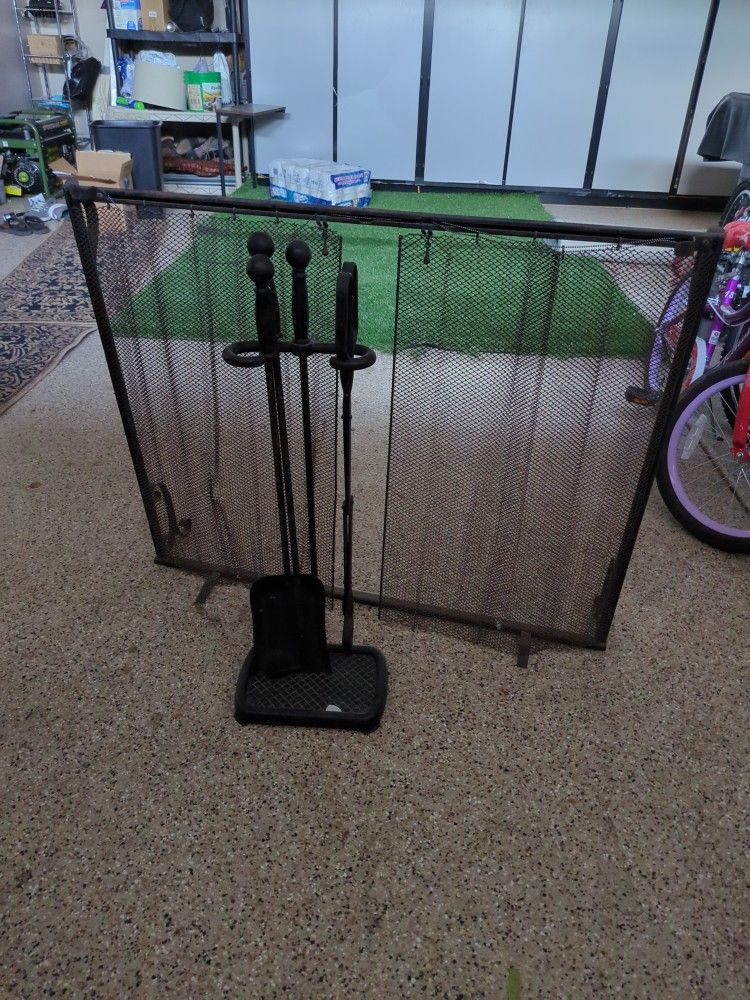 Fireplace Screen And Tool Set