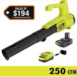 RYOBI
ONE+ 18V 90 MPH 250 CFM Cordless Battery Leaf Blower/Sweeper with 2.0 Ah Battery and Charger