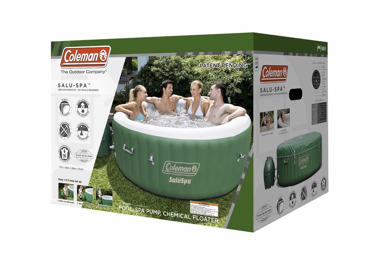 Coleman 77" x 28" SaluSpa Inflatable Hot Tub, 4-6 Person