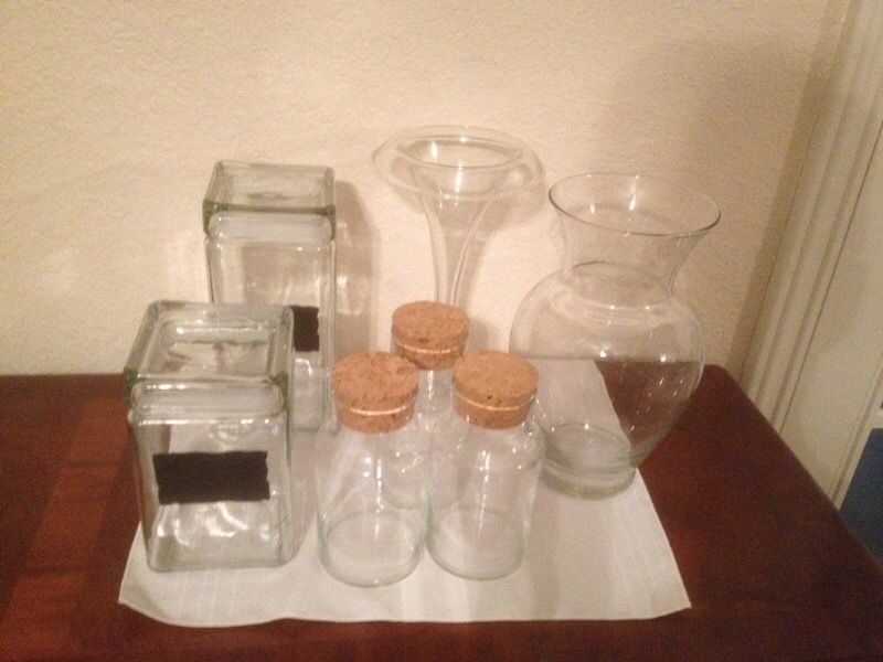 Glass storage containers & flower vase