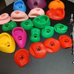 Rock Climbing Holds 19 pcs Multi Size Kids to Adult Indoor/Outdoor Colored 