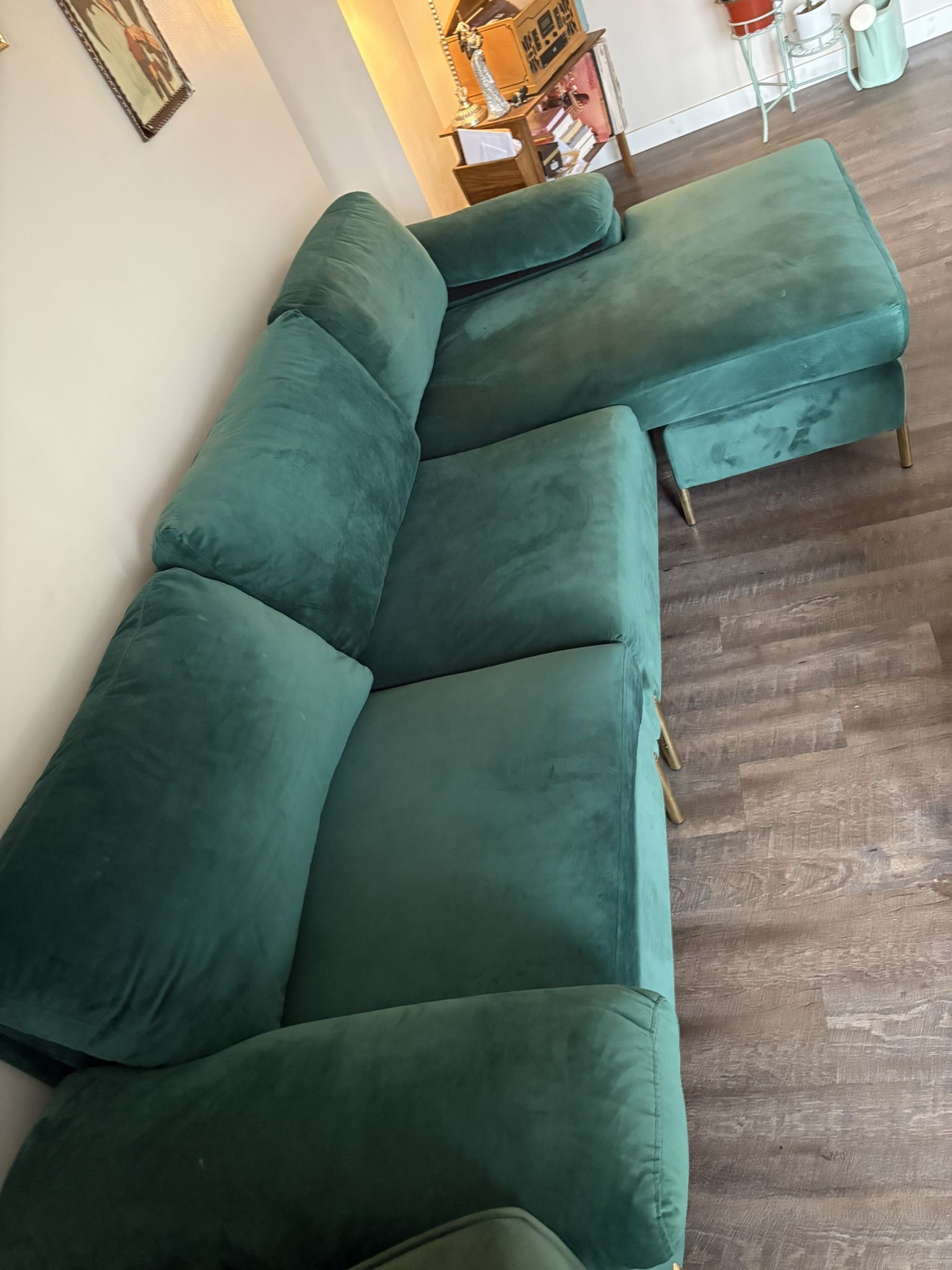 Green Sectional Sofa/record Player/table
