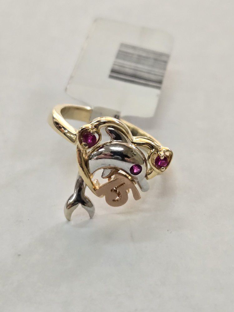 14kt Gold "15" Dolphin Ring 🐬 