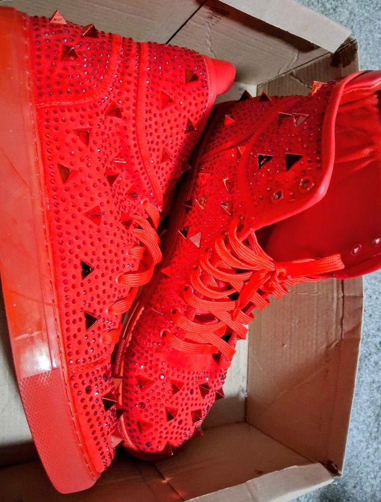 Red Spiked Glitter HighTops