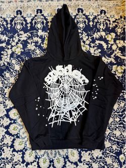 Black Spider Web Graphic Hoodie – Brand New – Size M