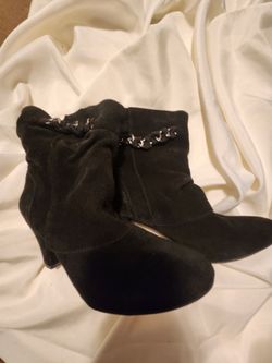 Cosmopolitan Black Suede Heeled Ankle Boots