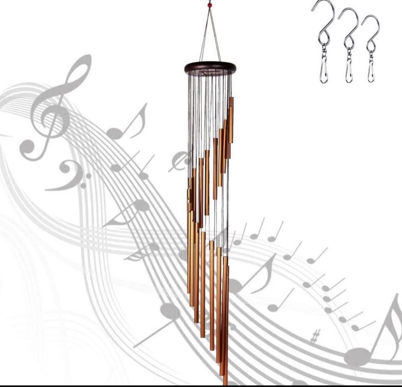 Wind Chimes Outdoor,36 inches Wind Chimes with S Hook,a Quality Gift for Garden, Patio, Balcony and Indoor Decor (Golden)