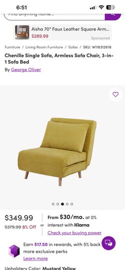 George Oliver Chenille 3-in-1 Armless Sofa Chair