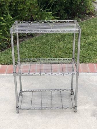 Cheap! 3-Tiered Metal Chrome Shelving Unit (Garage Storage Organizing) Rack