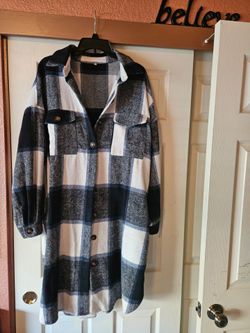 Plaid Flannel Shacket Long Button-Up