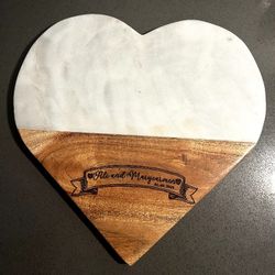 Laser Engraved Half Marble Half Wood Heart