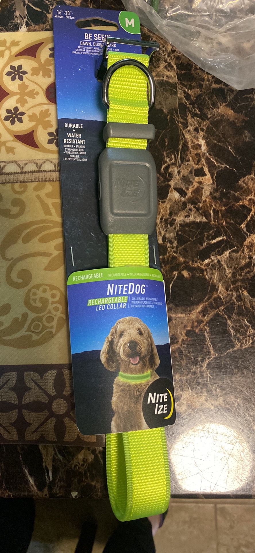 Nite Ize NiteDog Rechargeable LED Collar, USB Rechargeable Light Up Dog Collar w/Metal Buckle, Water Resistant, Large, Lim