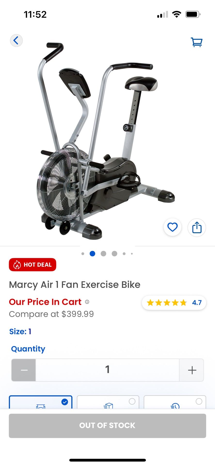 Marcy Air 1 Fan Exercise Bike
