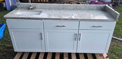 Bathroom Vanity with Granite Countertop and Backsplash 6ftxD22.5inxH33in