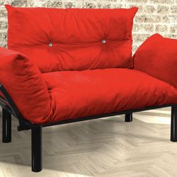 Brand New —2—Foam and Metal Contemporary Loveseat — Color, Red—-