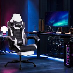 285 Gaming Chair with Footrest, High Back Gaming Chairs PVC Leather Ergonomic Gamer Chair with Adjustable Headrest Lumbar Support Racing Style Video G