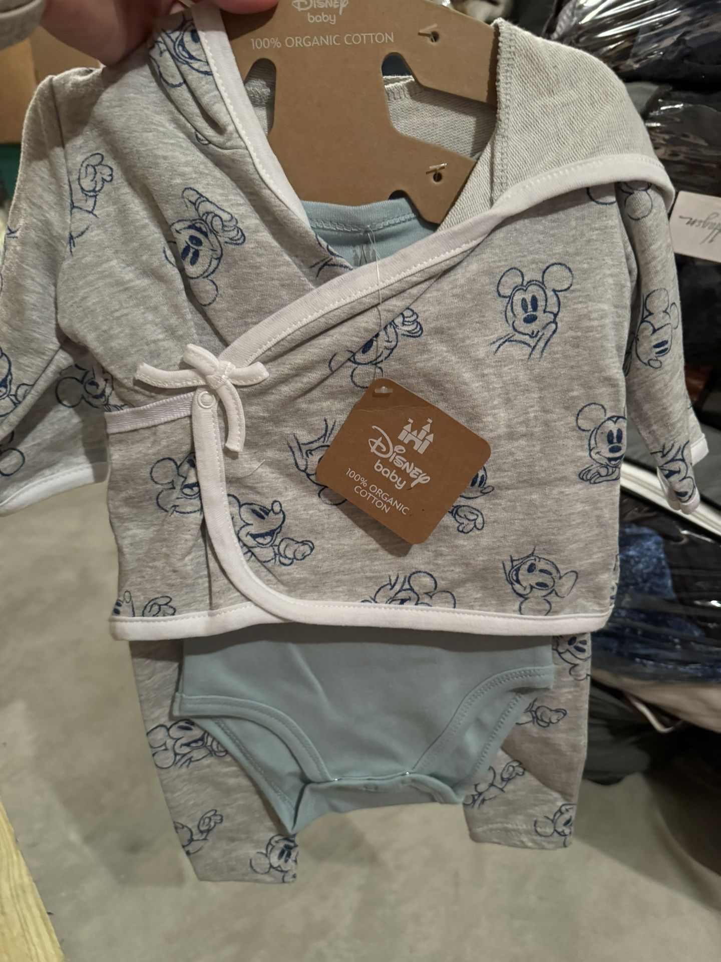 New Baby Boy Mickey Mouse 3 Piece 3-6 Months Robe Outfit Set